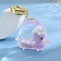 Purple Cinnamoroll quicksand keychain with liquid glitter and golden metal ring - Gold Clip (Mini Fan)