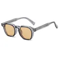 Translucent grey-purple polarized sunglasses with orange lenses and engraved metal temple - Regular / Grey Frame Champagne Lens