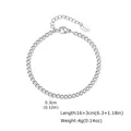 Bracciale a catena cubana argento con chiusura a moschettone e catena di estensione K18 - Stile Cubano Piatto (BR-1093S01-3) / Larghezza 3MM Lunghezza 16-19CM Regolabile / Colore acciaio