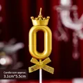 Golden number 0 birthday candle with crown detail, size 3.1x5.5cm for cake decor - Crown Bow Golden Number 0