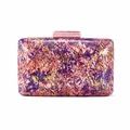 Pink marble acrylic shell clutch bag with gold chain strap for evening parties - Rouge Red