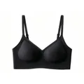 Detalle del sujetador negro sin costuras en tejido elástico con tirantes ajustables - S / Negro
