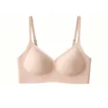 Sujetador sin costuras color carne sin aros con tirantes ajustables y soporte - S / Beige