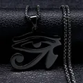 Retro zwarte roestvrijstalen Eye of Horus hanger ketting voor heren, punk stijl sieraad - Zwart