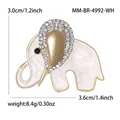 Elegante spilla a elefante dorata con guscio bianco e strass misura 3,0x3,6 cm - Bianco 4992-WH