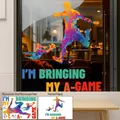 Macro detail of football wall sticker featuring colorful splatters and A-GAME slogan - Bringing My A-Game Style (ZQ2623) / 60cm*40cm / Colorful