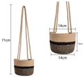 Cesto sospeso per piante in cotone e lino intrecciato, con altezza totale di 71 cm - Apertura 14cm / Nero e Lino