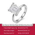 Dettaglio macro dell'anello con moissanite da 5 carati in argento sterling S925 - Taglia US 5 / R17531 Anello Moissanite Ottagonale (5CT)