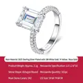 Primer plano del sello S925 en la banda de plata bañada en oro blanco de 18k - Talla US 5 / Estilo Corte Octogonal (R17471) / Plateado
