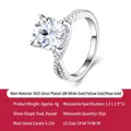 Vista macro de anillo de plata S925 con Moissanita de 6,234ct y 55 piedras laterales - Talla US 5 / Estilo Corte Ovalado (R17569) (Con Certificado Y Caja) / Plateado