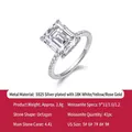 Anillo de moissanita octogonal de 4,41ct en plata S925 con piedras laterales de pavé - Talla US 5 / Estilo Corte Esmeralda (R15269) / Plateado