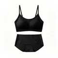 Une vue détaillée de l'ensemble de lingerie noire sans couture avec soutien-gorge - S / Noir