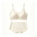 Ensemble soutien-gorge sans couture beige et culotte vue détaillée fond blanc - S / Blanc Cassé