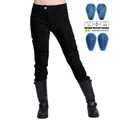 Black motorcycle cargo riding pants with removable blue silicone protective pads - XXS / Black (With Silicone Protectors)