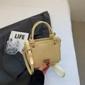 Chic cream yellow leather bucket bag with silver COIN '2DH lettering and dual handles - Yellow Without Pendant