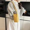 Yellow litchi grain leather crossbody cell phone bag for women with thin strap - Yellow without Pendant