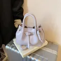 Chic lilac pleated bucket bag for women with dual handles and adjustable shoulder strap - 21*11*15 / Purple Without Pendant