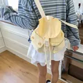 Pale yellow canvas mini backpack for women with adjustable straps and flap closure - 24*11*25 / Yellow