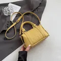 Bright yellow pebbled leather pillow bag with embossed letters and crossbody strap - 19*9*11 / Yellow without Pendant