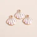 Gouden schelp bedeltjes met roze en wit kleurverloop emaille voor DIY-sieraden - Roze