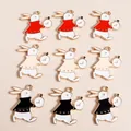 Detailed view of colorful alloy rabbit pendants with pocket watches for DIY jewelry - Multicolor