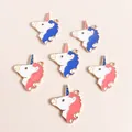 Emaille eenhoorn hangers in roze en blauw voor doe-het-zelf kettingen sieraden - Meerkleurig