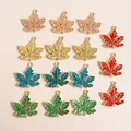 Colorful alloy maple leaf charms with enamel finish for DIY jewelry making 10 pieces pack - Multicolor
