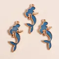 Blauwe glitter emaille zeemeermin hangers met goudlegering voor DIY sieraden maken - Blauw