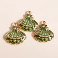 Détails de pendentifs coquillage en alliage avec émail vert et texte Summer doré - Vert