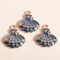 Lot de trois breloques coquillages bleus avec lettrage doré Summer pour bijoux DIY - Bleu royal