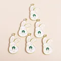 Set of 6 cute white rabbit charms with carrot pendants for DIY jewelry making accessories - Vegetable Rabbit
