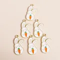 Cartoon white bunny with carrot alloy oil drip pendants for DIY jewelry making - Carrot Rabbit