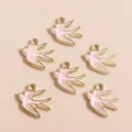 Pink and gold swallow bird charms for DIY jewelry making in a 6-piece pack set - Pink