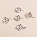 Silver Cupid's arrow heart pendants with sparkling rhinestones for DIY jewelry making - Silver