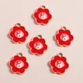 Detail of red flower charms with Yin Yang symbol and golden alloy frame for DIY jewelry - Red Flower Tai Chi