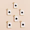 Pendentifs cartes de poker As de Pique en alliage pour création de bijoux DIY lot de 6 - Style As de Pique (Noir)