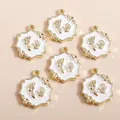 Colgantes octogonales de huella de bebé con esmalte blanco para creación de joyas DIY - Blanco