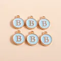 DIY letter B bedeltjes van gouden legering met blauw emaille en ophangringen voor sieraden - Letter B