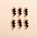 Set de 6 colgantes de rayo en aleación dorada y esmalte negro para bisutería artesanal - Negro