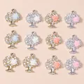 Set of tree-shaped rhinestone pendants with tiny roses in gold and silver finish - Multicolor