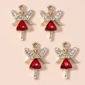 Pendentifs ange dorés avec cristaux rouges et strass pour création de bijoux DIY - Rouge