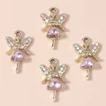 Pendentifs fée papillon rose avec cristaux scintillants pour la création de bijoux DIY - Rose