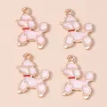 Set of cute pink enamel poodle pendants with gold edges for DIY jewelry making - Nude