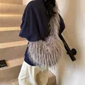 Furry heart-shaped oversized plush tote bag in grey-purple for autumn winter fashion - 35*2*17 / Gray