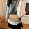 Chic cream crocodile pattern saddle bag with gold clasp and slim shoulder strap - No Pendant / 20x6x14cm / Apricot