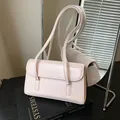 Bolso bajo el brazo rosa pálido minimalista en cuero sintético con doble bandolera - Sin colgante / Rosa