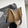 Khaki leather saddle bag with lychee texture and cute rabbit charm ornament - 24x7x20.5cm / Khaki And Rabbit Charm