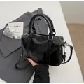 Black Boston bowling bag with embossed cheerful lettering and adjustable strap - No Pendant / Black