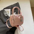 Pink bowling bag with lace bows and heart charms, elegant shoulder strap style - With Pendant / Pink