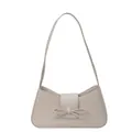 Bolso baguette minimalista crema con lazo elegante en cuero PU de alta calidad - Blanco Roto
